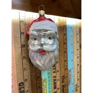 Vintage Blown Glass ST NICK SANTA HEAD Jumbo Christmas Ornament West Germany